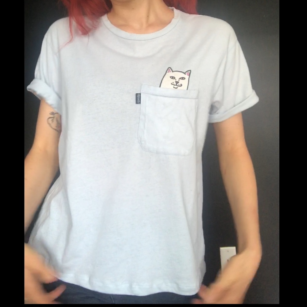 RIPNDIP BLUE LORD NERMAL CAT POCKET TEE